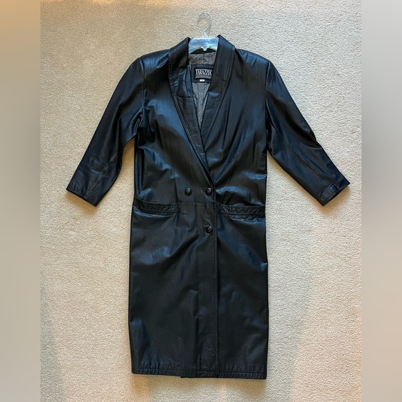 Tarazzia Internationale Jackets & Blazers - Vintage Black Leather Long Coat